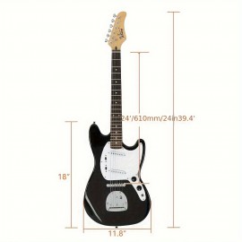 Glarry Full Size 6 String S- S Pickup GMF Electric Guitar With Bag Strap Connector Wrench Tool Black