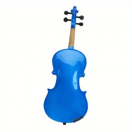 4/ 4 Full Size Dark Blue Acoustic Violin Pack with Arbor White Horse Tail Bow and Basswood Violin