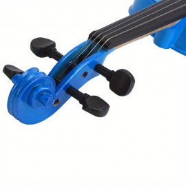 4/ 4 Full Size Dark Blue Acoustic Violin Pack with Arbor White Horse Tail Bow and Basswood Violin