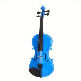 4/ 4 Full Size Dark Blue Acoustic Violin Pack with Arbor White Horse Tail Bow and Basswood Violin