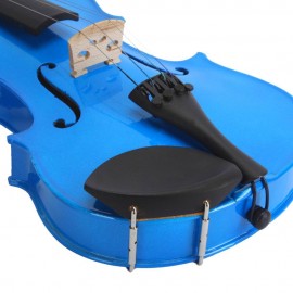 4/ 4 Full Size Dark Blue Acoustic Violin Pack with Arbor White Horse Tail Bow and Basswood Violin