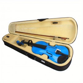 4/ 4 Full Size Dark Blue Acoustic Violin Pack with Arbor White Horse Tail Bow and Basswood Violin