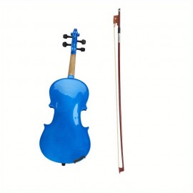 4/ 4 Full Size Dark Blue Acoustic Violin Pack with Arbor White Horse Tail Bow and Basswood Violin