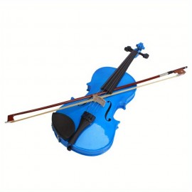 4/ 4 Full Size Dark Blue Acoustic Violin Pack with Arbor White Horse Tail Bow and Basswood Violin