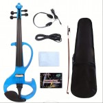 Modoustring Blue Full Size 4/4 Electric Violin Solid Wood Designed For Silent Practice Features Ebony Wood Fingerboard And Electric Setup For Amplified Sound 1/8 Audio To Widely Amplifiers Or Headphone Integration, Enabling Silent Practice Sessions.