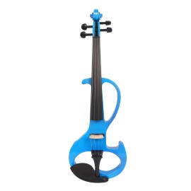 Modoustring Blue Full Size 4/4 Electric Violin Solid Wood Designed For Silent Practice Features Ebony Wood Fingerboard And Electric Setup For Amplified Sound 1/8 Audio To Widely Amplifiers Or Headphone Integration, Enabling Silent Practice Sessions.