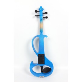 Modoustring Blue Full Size 4/4 Electric Violin Solid Wood Designed For Silent Practice Features Ebony Wood Fingerboard And Electric Setup For Amplified Sound 1/8 Audio To Widely Amplifiers Or Headphone Integration, Enabling Silent Practice Sessions.