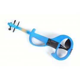 Modoustring Blue Full Size 4/4 Electric Violin Solid Wood Designed For Silent Practice Features Ebony Wood Fingerboard And Electric Setup For Amplified Sound 1/8 Audio To Widely Amplifiers Or Headphone Integration, Enabling Silent Practice Sessions.