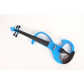 Modoustring Blue Full Size 4/4 Electric Violin Solid Wood Designed For Silent Practice Features Ebony Wood Fingerboard And Electric Setup For Amplified Sound 1/8 Audio To Widely Amplifiers Or Headphone Integration, Enabling Silent Practice Sessions.