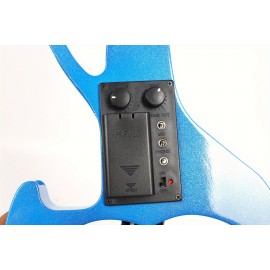 Modoustring Blue Full Size 4/4 Electric Violin Solid Wood Designed For Silent Practice Features Ebony Wood Fingerboard And Electric Setup For Amplified Sound 1/8 Audio To Widely Amplifiers Or Headphone Integration, Enabling Silent Practice Sessions.