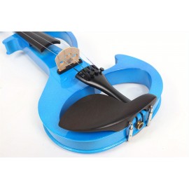 Modoustring Blue Full Size 4/4 Electric Violin Solid Wood Designed For Silent Practice Features Ebony Wood Fingerboard And Electric Setup For Amplified Sound 1/8 Audio To Widely Amplifiers Or Headphone Integration, Enabling Silent Practice Sessions.