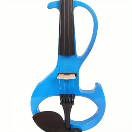 Modoustring Blue Full Size 4/4 Electric Violin Solid Wood Designed For Silent Practice Features Ebony Wood Fingerboard And Electric Setup For Amplified Sound 1/8 Audio To Widely Amplifiers Or Headphone Integration, Enabling Silent Practice Sessions.