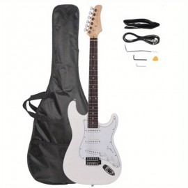 Exquisite Rosewood Fingerboard White Electric Guitar - High-Quality Instrument with Smooth Playability and Rich Tones - Perfect for Beginners and Professionals Alike