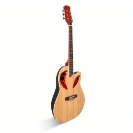 Cutaway Acoustic Guitar with Spruce Top Grape Hole Design Round Back & Adjustable Neck - Burlywood Finish 41- inch