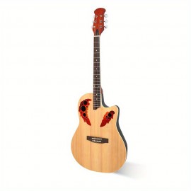 Cutaway Acoustic Guitar with Spruce Top Grape Hole Design Round Back & Adjustable Neck - Burlywood Finish 41- inch