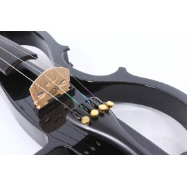 Siemonic 16inch Electric Viola Solid Wood With Ebony Viola Fingerboard, Chin Rest, Viola Pegs, Viola Case Bow, Black Silent Voila For Professional Or Beginners To Practice Black