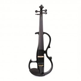 Siemonic 16inch Electric Viola Solid Wood With Ebony Viola Fingerboard, Chin Rest, Viola Pegs, Viola Case Bow, Black Silent Voila For Professional Or Beginners To Practice Black