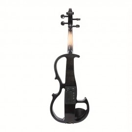 Siemonic 16inch Electric Viola Solid Wood With Ebony Viola Fingerboard, Chin Rest, Viola Pegs, Viola Case Bow, Black Silent Voila For Professional Or Beginners To Practice Black