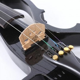 Siemonic 16inch Electric Viola Solid Wood With Ebony Viola Fingerboard, Chin Rest, Viola Pegs, Viola Case Bow, Black Silent Voila For Professional Or Beginners To Practice Black