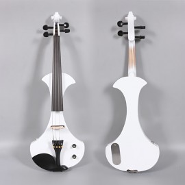 Modoustring White 4/4 Electric Violin Solid Wood Nice Tone Free Case Bow Ebony Fittings Violin Shoulder Rest 1/4'' Jack Cable, You Can Connect To The Most Popular AMP Ebony Fingerboard And Pegs Chin Rest, Durable Tailpiece