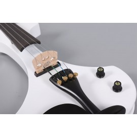 Modoustring White 4/4 Electric Violin Solid Wood Nice Tone Free Case Bow Ebony Fittings Violin Shoulder Rest 1/4'' Jack Cable, You Can Connect To The Most Popular AMP Ebony Fingerboard And Pegs Chin Rest, Durable Tailpiece