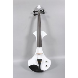 Modoustring White 4/4 Electric Violin Solid Wood Nice Tone Free Case Bow Ebony Fittings Violin Shoulder Rest 1/4'' Jack Cable, You Can Connect To The Most Popular AMP Ebony Fingerboard And Pegs Chin Rest, Durable Tailpiece