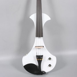 Modoustring White 4/4 Electric Violin Solid Wood Nice Tone Free Case Bow Ebony Fittings Violin Shoulder Rest 1/4'' Jack Cable, You Can Connect To The Most Popular AMP Ebony Fingerboard And Pegs Chin Rest, Durable Tailpiece