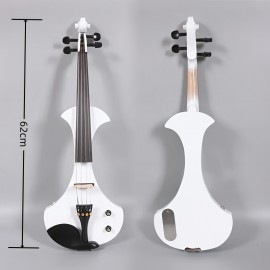 Modoustring White 4/4 Electric Violin Solid Wood Nice Tone Free Case Bow Ebony Fittings Violin Shoulder Rest 1/4'' Jack Cable, You Can Connect To The Most Popular AMP Ebony Fingerboard And Pegs Chin Rest, Durable Tailpiece