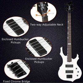 Full Size 4 String Burning Fire Electric Bass Guitar + 20W Amp & Accessories