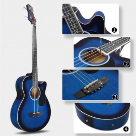 4 String Electric Acoustic Bass Guitar W/ 4-Band Equalizer Blue