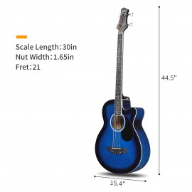 4 String Electric Acoustic Bass Guitar W/ 4-Band Equalizer Blue