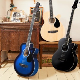 4 String Electric Acoustic Bass Guitar W/ 4-Band Equalizer Blue