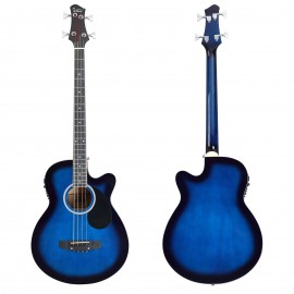 4 String Electric Acoustic Bass Guitar W/ 4-Band Equalizer Blue