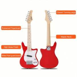 Glarry 30in Single Pickup Maple Fingerboard Red Electric Guitar+speaker Set