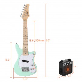 30in Maple Fingerboard Mini Electric Guitar Kit with 5W Amplifier Bag String Shoulder Strap Plectrum Cord Wrench Tool Red