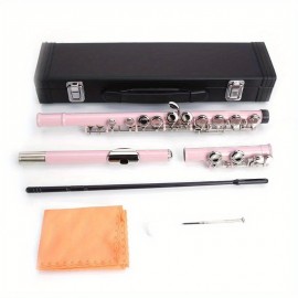 UBesGoo Cupronickel C 16 Closed Holes Concert Band Flute for Student Pink