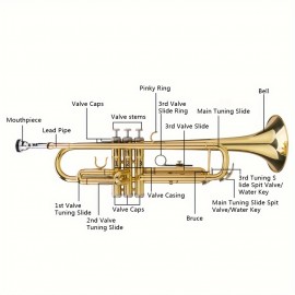 Band instrument trumpet, brass Golden trumpet in B-flat key