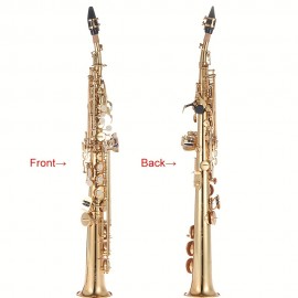 Brass Straight Soprano Sax Saxophone Bb B Flat Woodwind Instrument Natural Shell Key Carve Pattern With Carrying Case Gloves Cleaning Cloth Straps Cleaning Rod