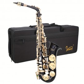 11-Reed Alto Saxophone E-Flat Eb - Professional-Grade Instrument for Students and Beginners with Hard Case, Care Kit, and Black Finish - Ideal for Music Lovers and New Learners