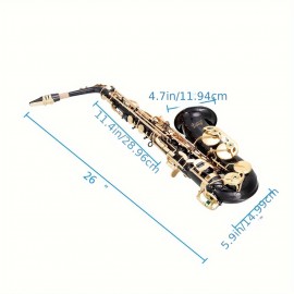 11-Reed Alto Saxophone E-Flat Eb - Professional-Grade Instrument for Students and Beginners with Hard Case, Care Kit, and Black Finish - Ideal for Music Lovers and New Learners