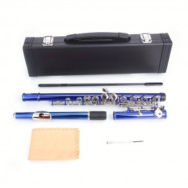 Cupronickel C 16-Key Closed Hole Concert Band Flute Blue