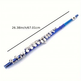 Cupronickel C 16-Key Closed Hole Concert Band Flute Blue