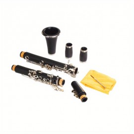 Black 17-key B-flat clarinet (nickel-plated key)+ box + cleaning cloth + lubricant + screwdriver