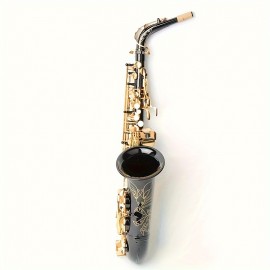 Be Brass Carving Pattern Pearl White Shell Button Saxophone With Strap Black