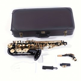 Be Brass Carving Pattern Pearl White Shell Button Saxophone With Strap Black