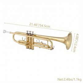 UBesGoo Beginner Gold Lacquer Brass Bb Trumpet with Care for Student School Band