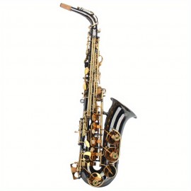 Be Brass Carving Pattern Pearl White Shell Button Saxophone with Strap Black