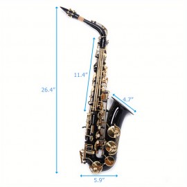 Be Brass Carving Pattern Pearl White Shell Button Saxophone with Strap Black