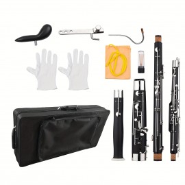 Professional C Key Bassoon Woodwind Instrument Synthetic Wood Body Cupronickel Silver-plated & Nickel-Plated Keys With Reed Gloves Cleaning Cloth Carrying Case