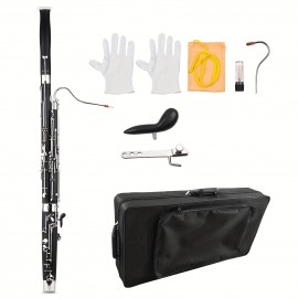 Professional C Key Bassoon Woodwind Instrument Synthetic Wood Body Cupronickel Silver-plated & Nickel-Plated Keys With Reed Gloves Cleaning Cloth Carrying Case